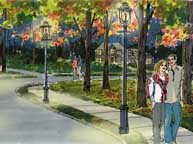 Romantic Streetscape Rendering. Chandler, Arizona.